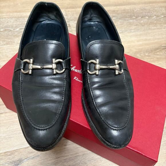 Salvatore Ferragamo Muller Nero Calf Black Leather Dress Shoes Size 10 - Picture 9 of 9